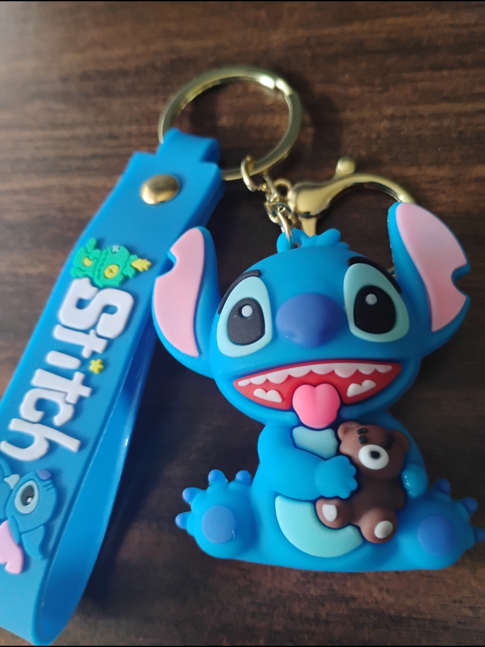 Stitch Blue Rubber Keychain Toy with Teddy - Disney Inspired